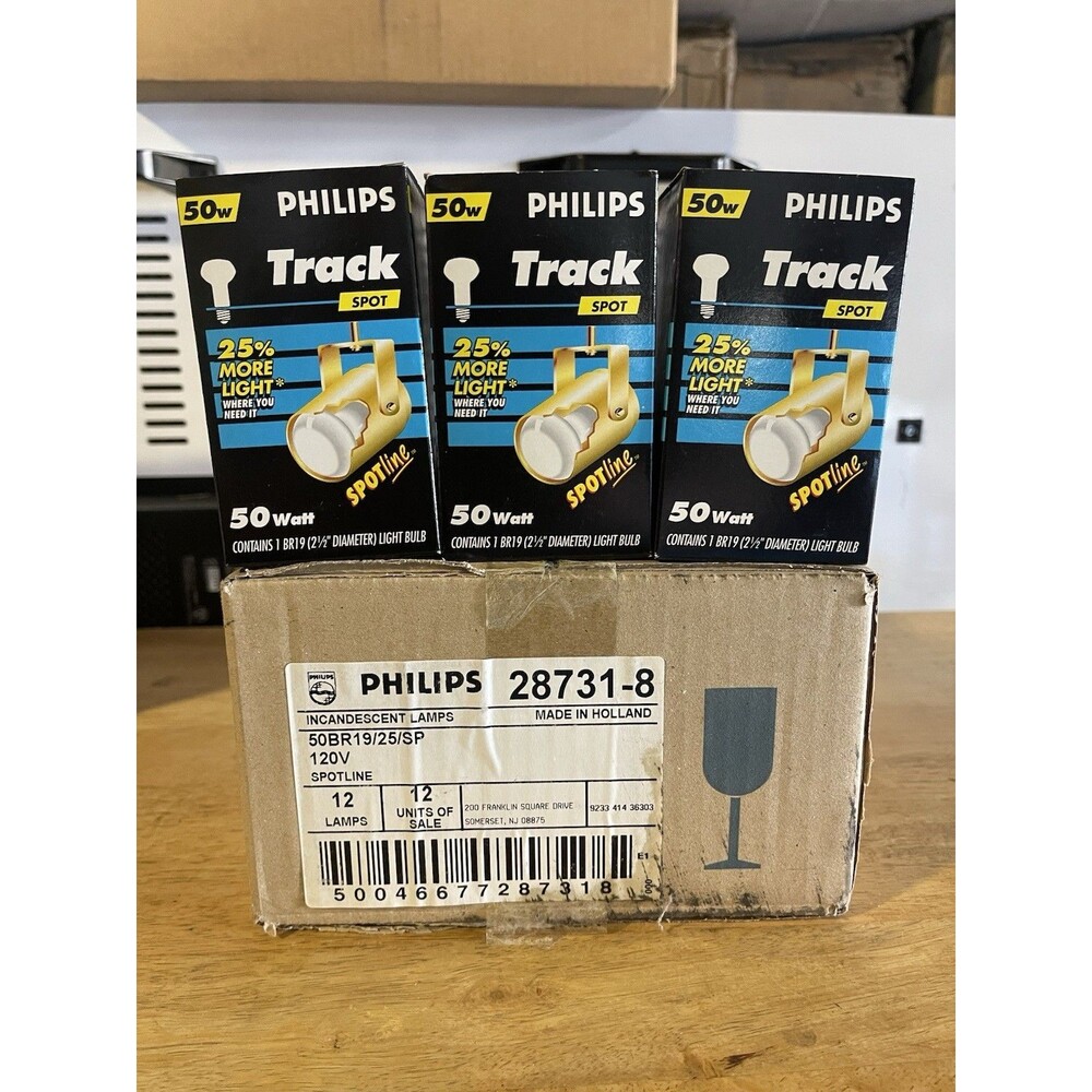 Case Of 12 Philips Track Spot Indoor Flood Lamp 809474 50W BR19/25/SP 120V